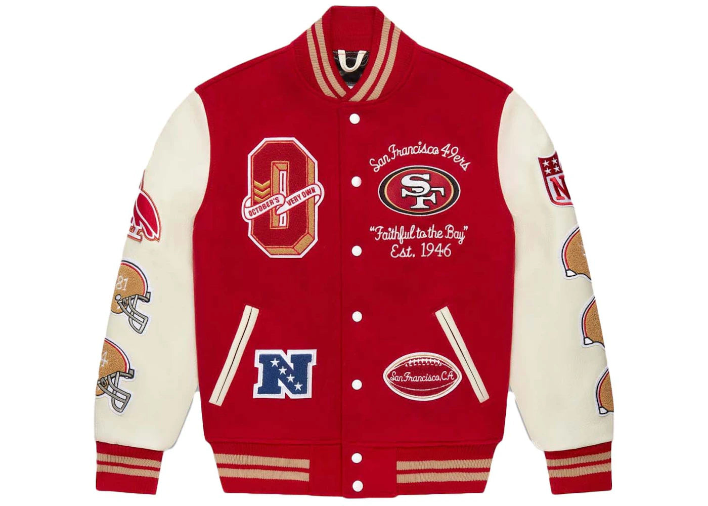 OVO x NFL San Francisco 49rs Varsity Jacket Red