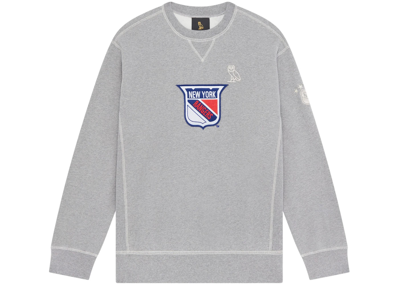 OVO x NHL New York Rangers Crest Sweater Grey