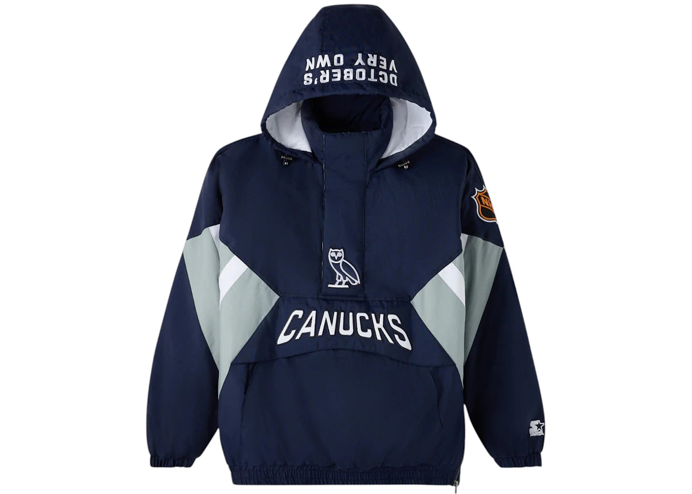 OVO x NHL Vancouver Canucks Starter Navy Half-Zip Hooded Jacket Navy
