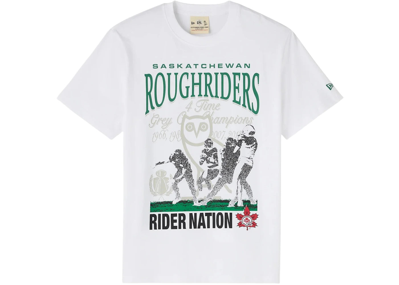 OVO x New Era CFL Saskatchewan Roughriders T-shirt White