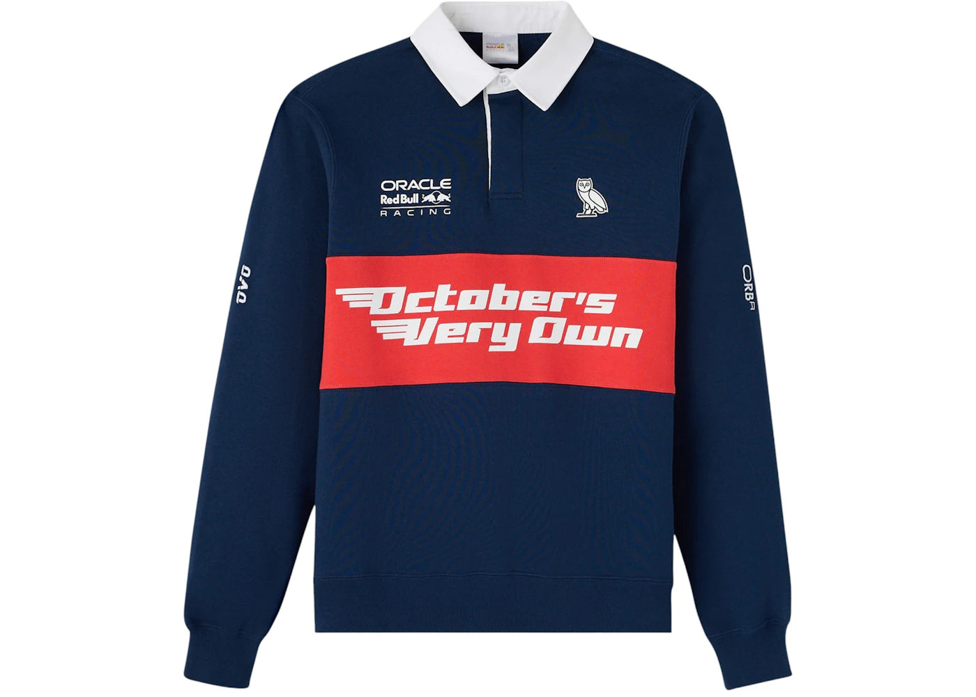 OVO x Oracle Red Bull Racing Full-Button Fleece Rugby Sweatshirt Navy
