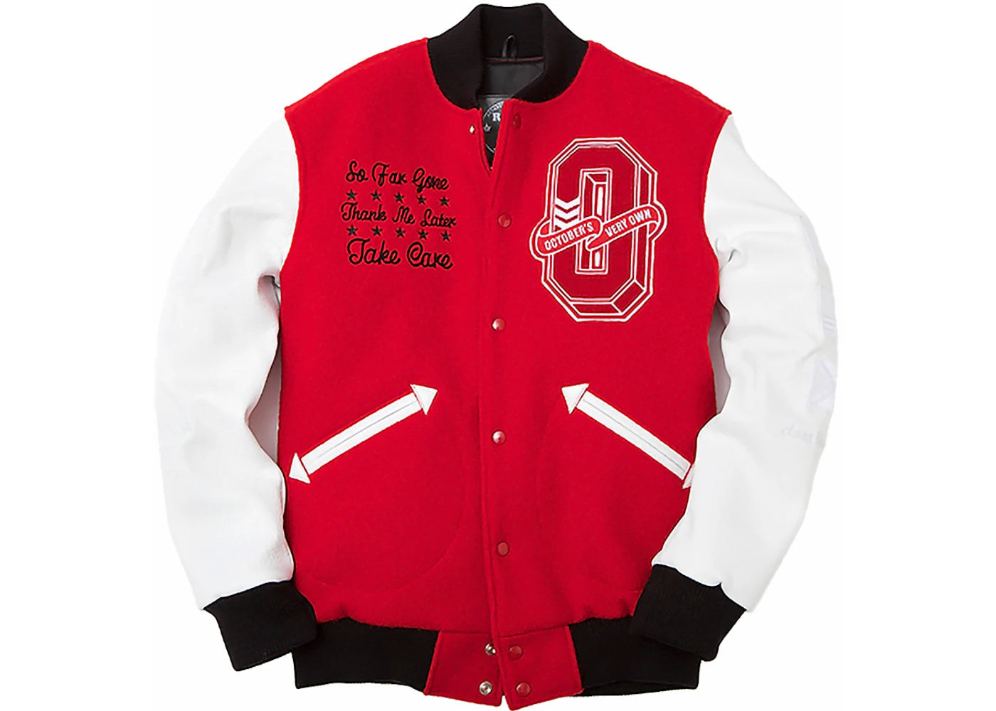 OVO x Roots Away From Home Tour Varsity Jacket Red