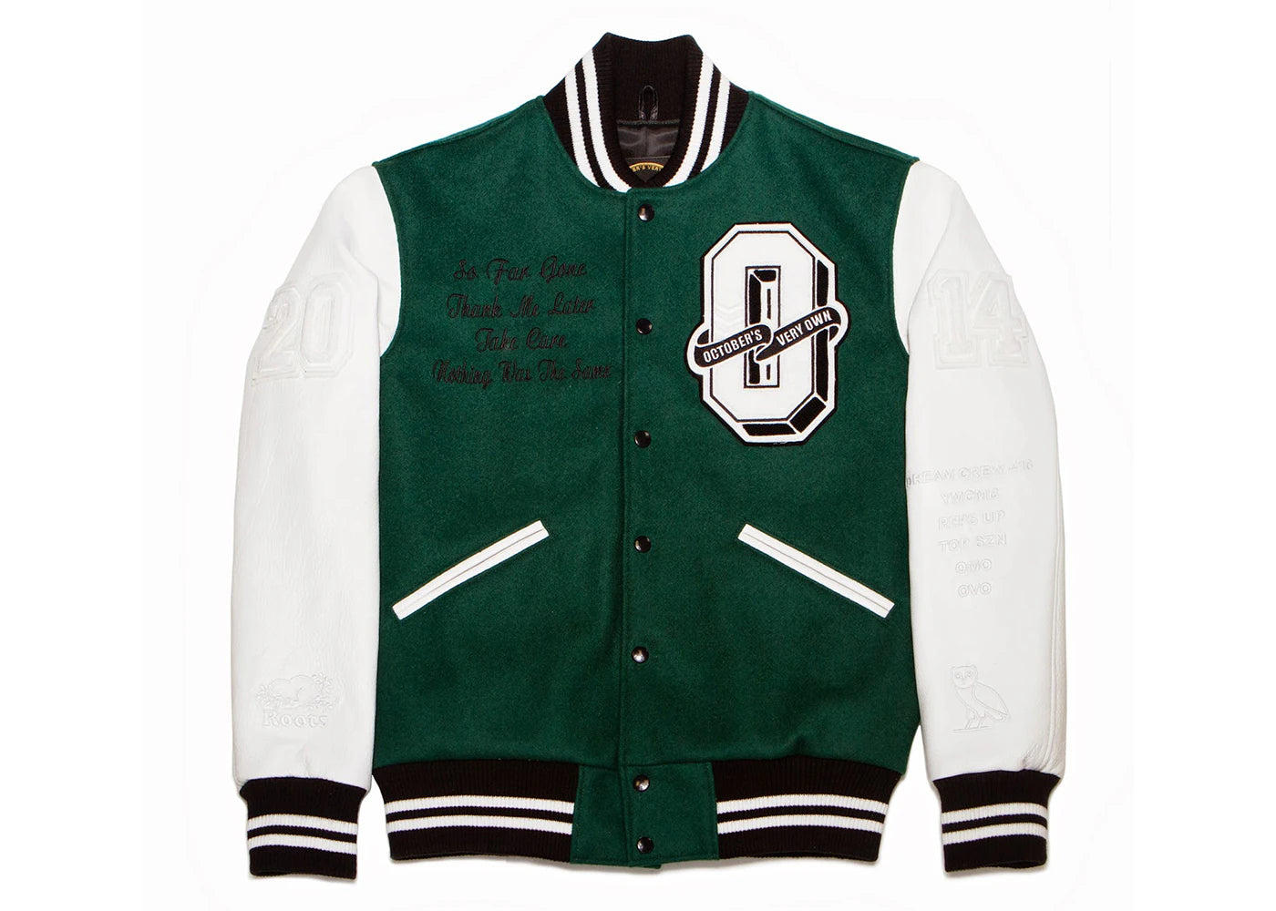 OVO x Roots Nothing Was The Same Tour Varsity Jacket Green