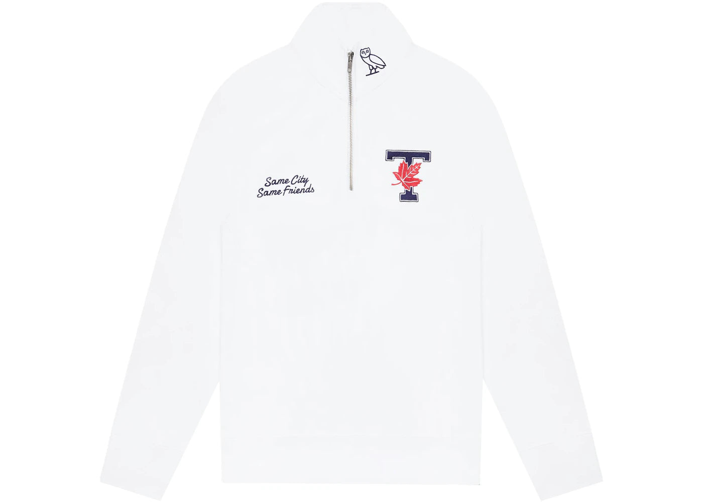 OVO x University of Toronto Quarter Zip Sweatshirt White