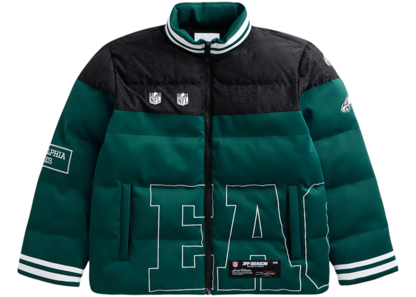 Off Season x NFL Dark Green/Black Philadelphia Eagles Team Puffer Jacket Dark Green