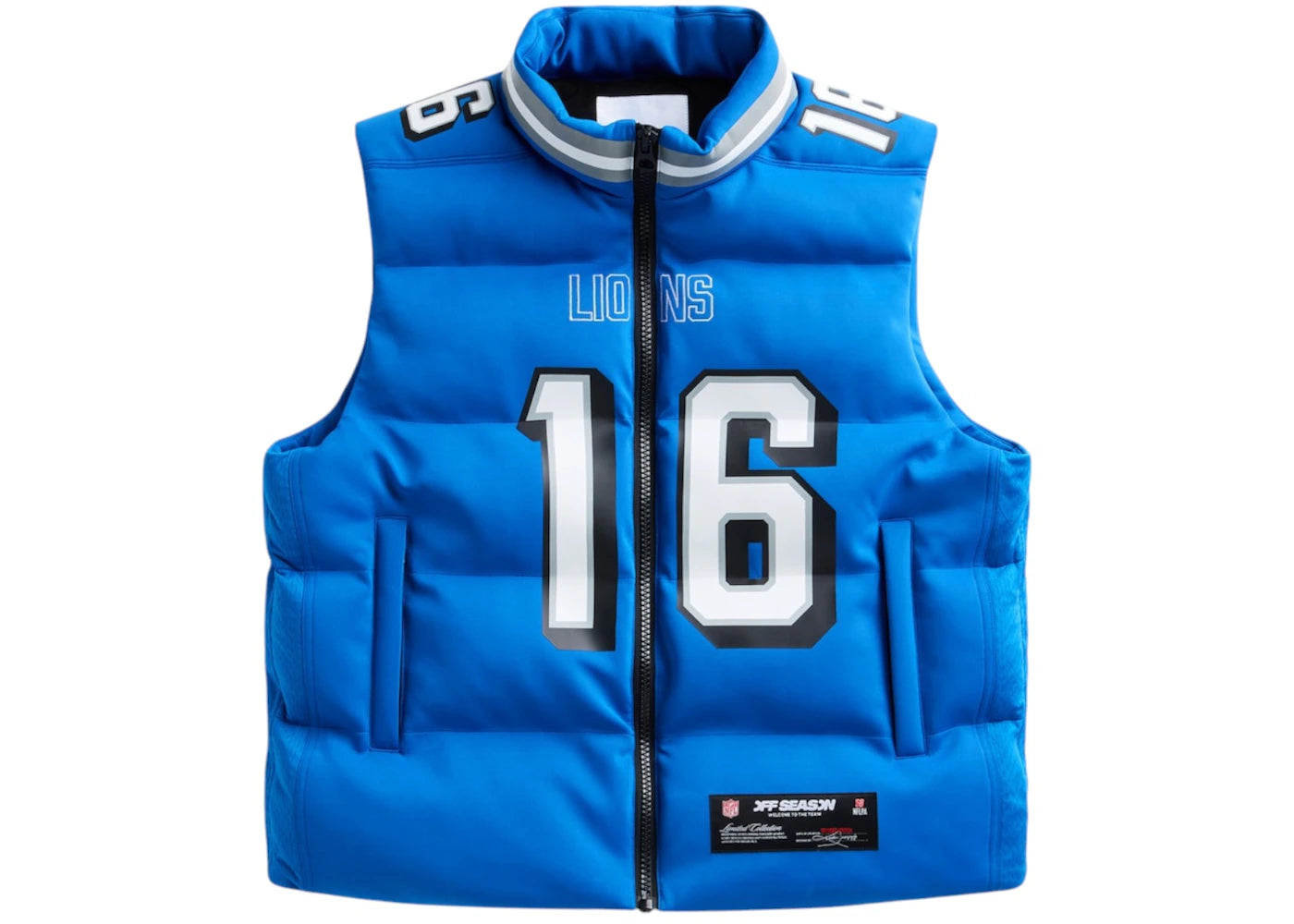 Off Season x NFL Jared Goff Detroit Lions Player Puffer Vest Blue