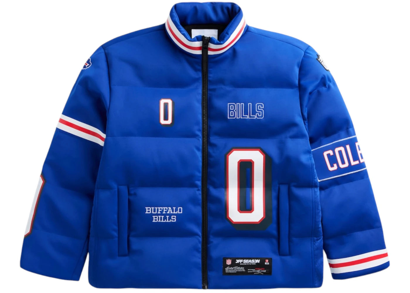 Off Season x NFL Keon Coleman Buffalo Bills Player Puffer Jacket Royal Blue