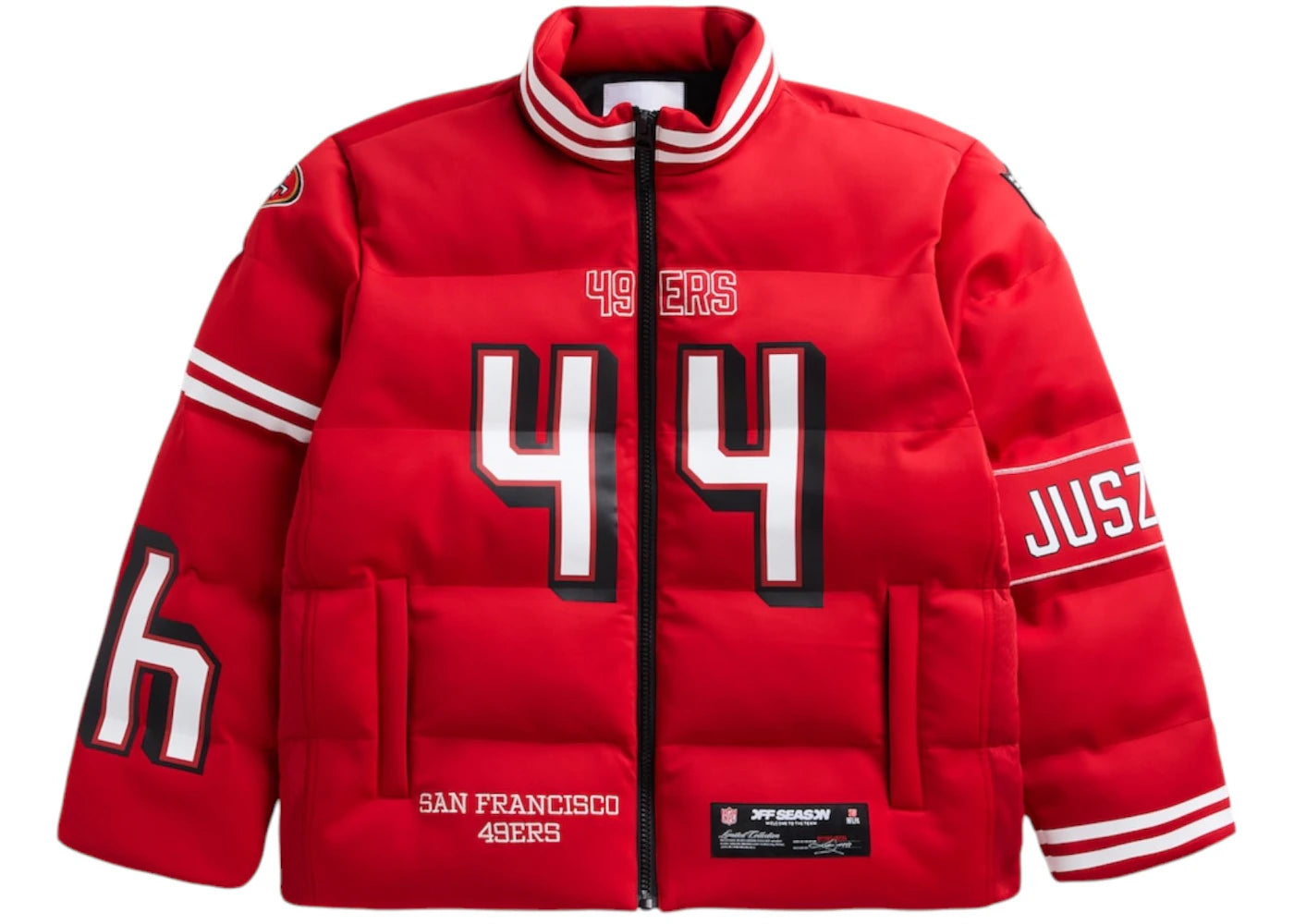 Off Season x NFL Kyle Juszczyk San Francisco 49Ers Player Puffer Jacket Scarlet Red