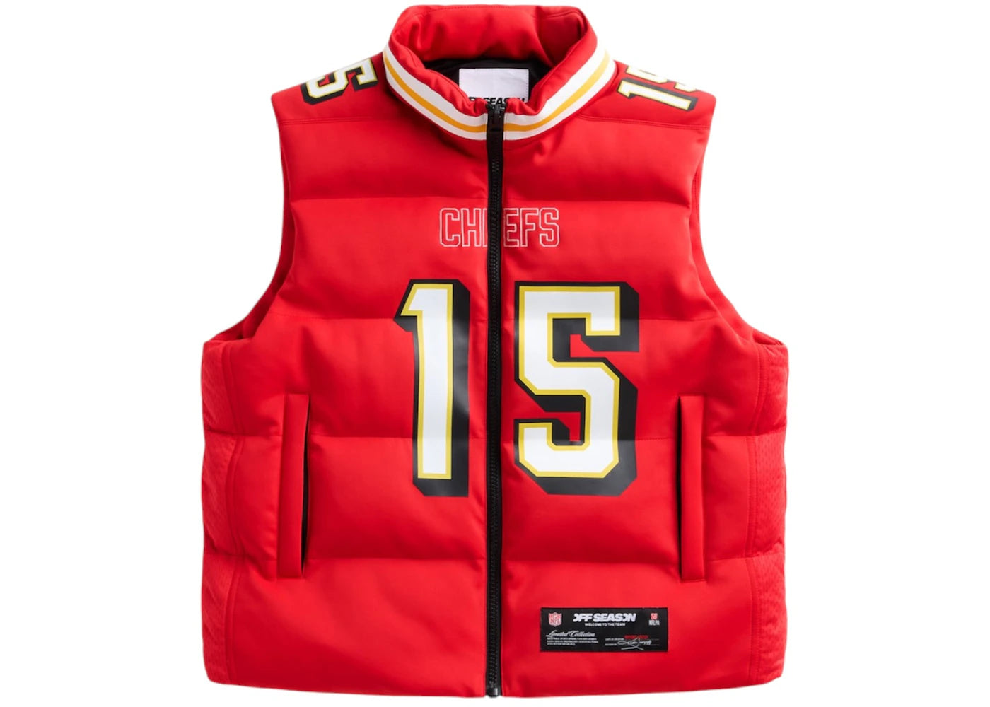 Off Season x NFL Patrick Mahomes Kansas City Chiefs Player Puffer Vest Red