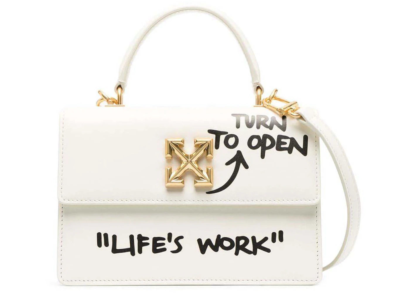 Off-White 1.4 Jitney "LIFE'S WORK" Bag White