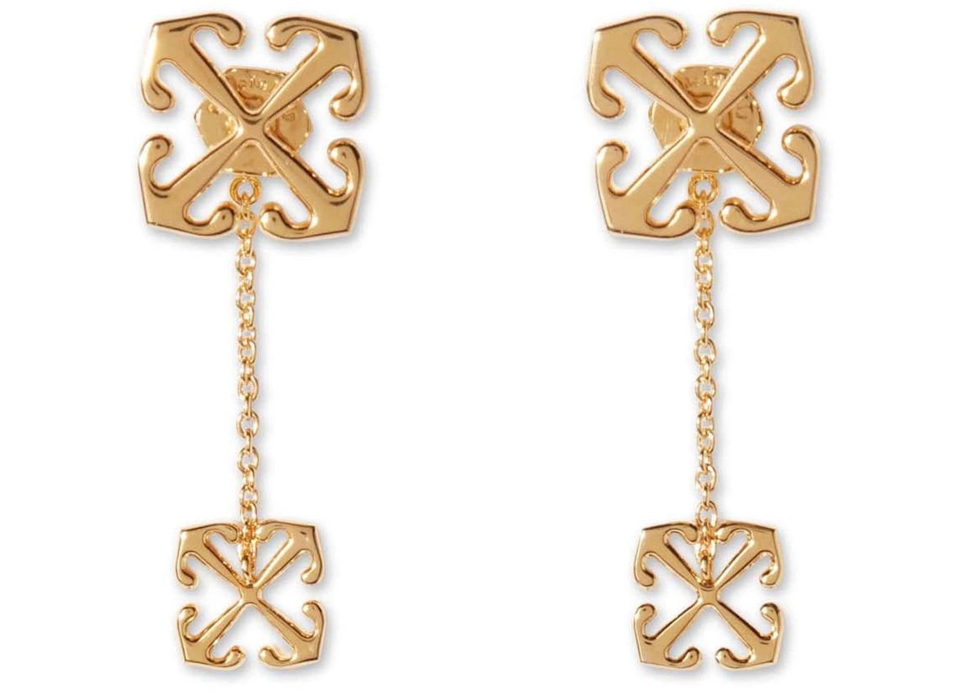 Off-White Arrow-Motif Drop Earrings Gold