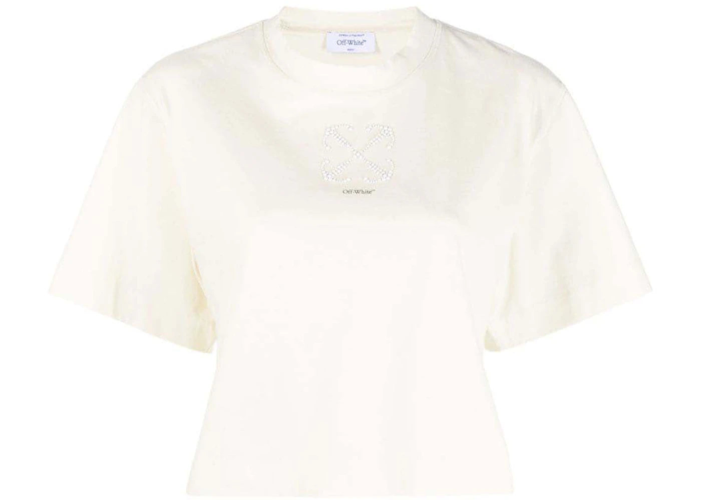 OFF-WHITE Arrows-Motif Embellished Cropped T-shirt Ivory White