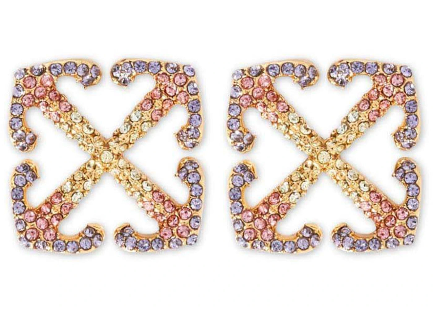 Off-White Arrows-Shape Crystal-Embellished Earrings Gold/Multicolor