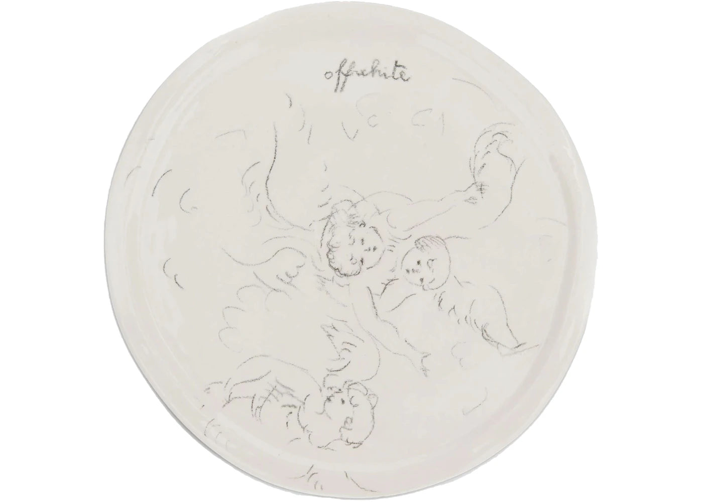 OFF-WHITE Art Print Ceramic Plate Cream