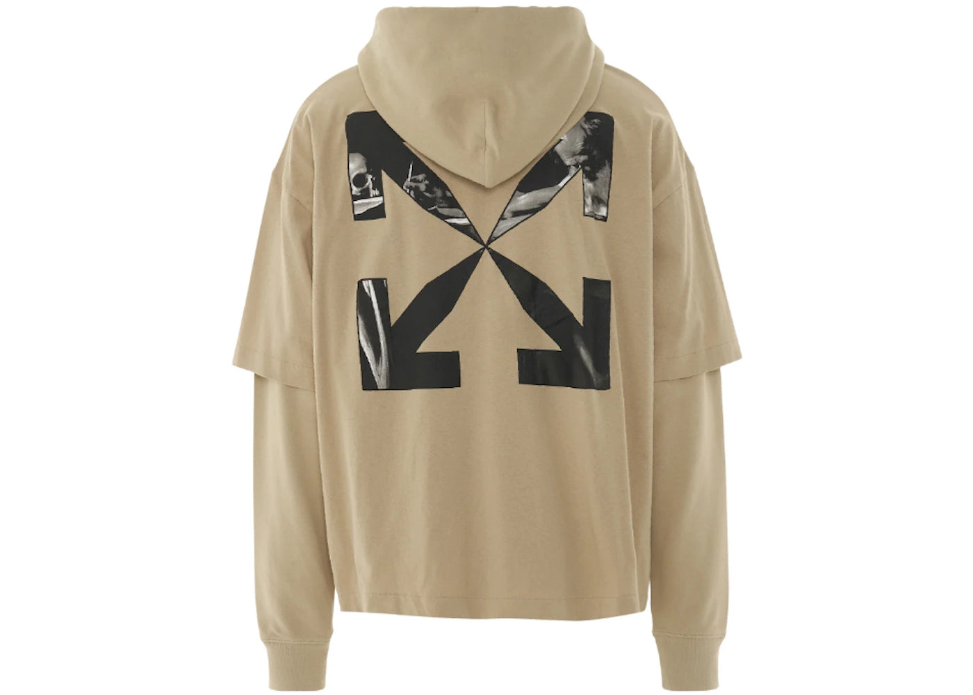 OFF-WHITE Caravaggio Arrow Double Hooded T-Shirt Dark Sand