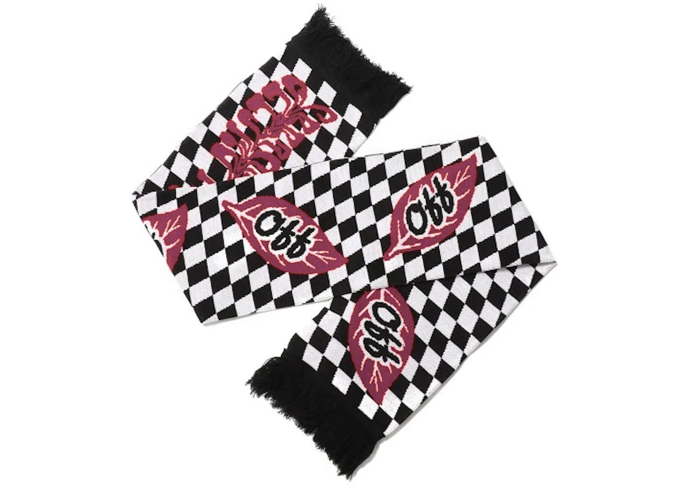 OFF-WHITE Checker Leaf Scarf Black White