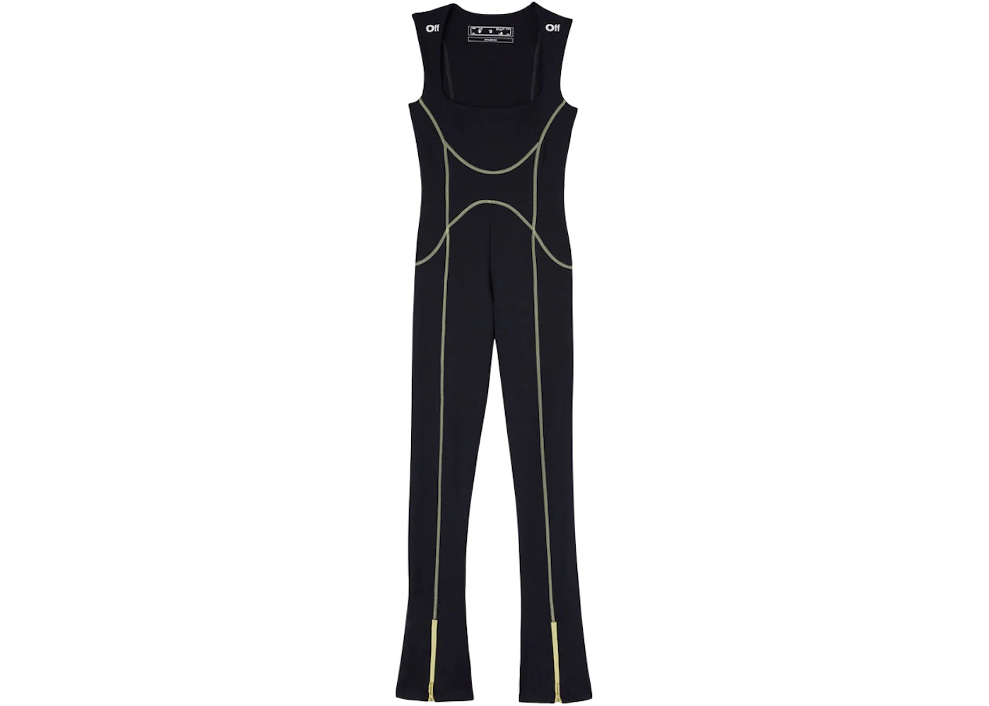 OFF-WHITE Contrast Stitch S/L Jumpsuit Black/White