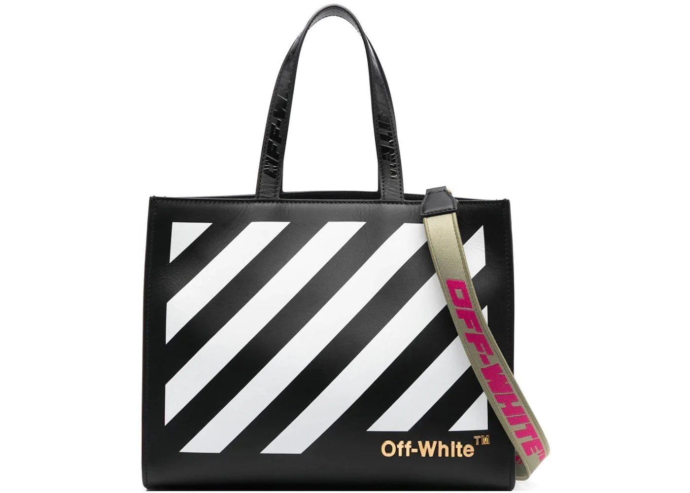 OFF-WHITE Diag Hybrid Shop 28 Lettering Tote Bag Black/White