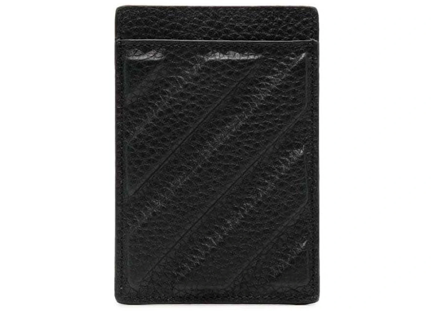 Off-White Diag-Stripe Leather Card Holder Black