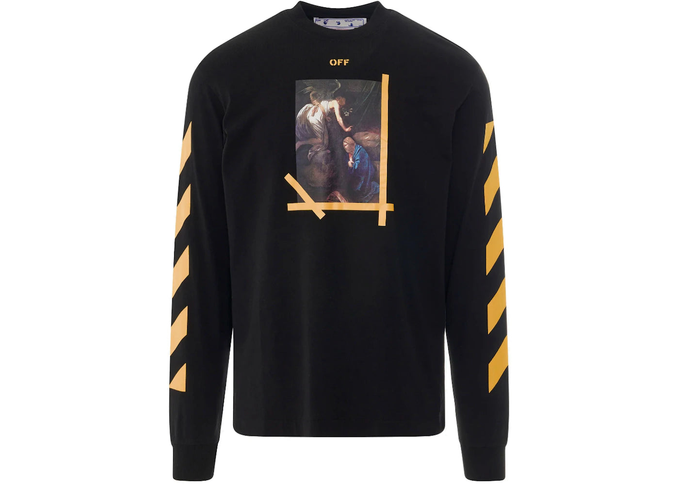 OFF-WHITE Diagonal Arrow Caravaggio Ann Skate L/S Tee Black/Yellow