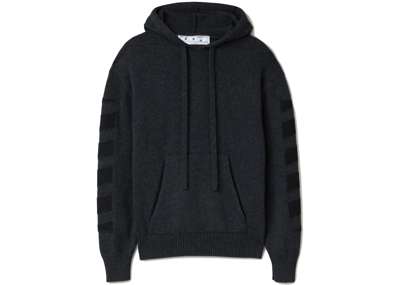 OFF-WHITE Diagonal Cashmere Hoodie Dark Grey