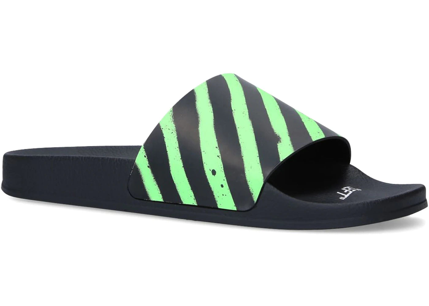 Off-White Diagonal Stripe Slides Neon Green