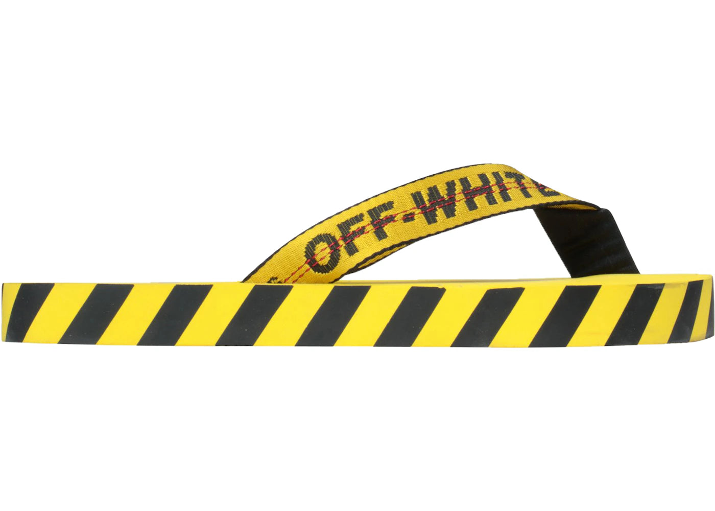 Off-White Diagonal Stripes Flip Flops Yellow Black AW 20