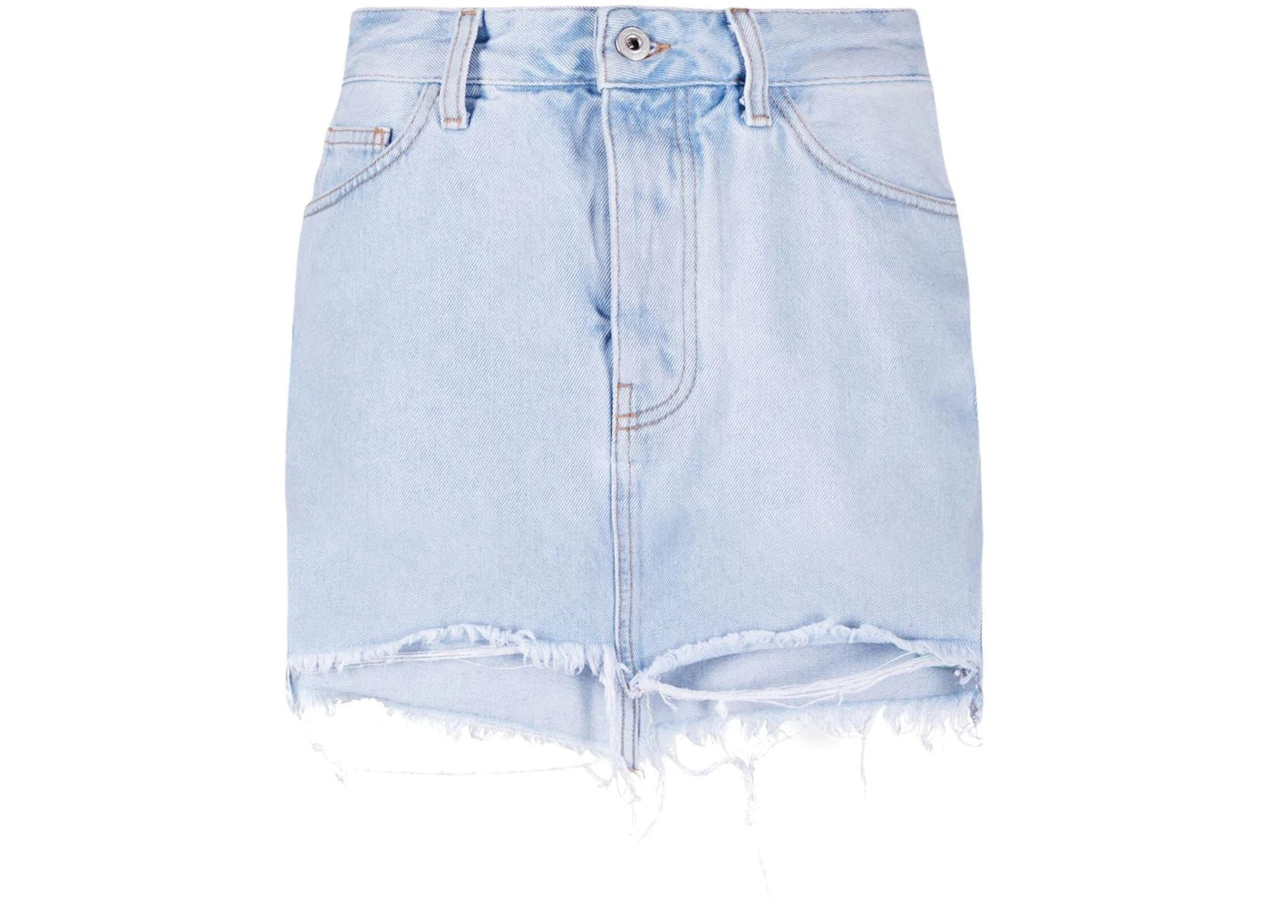 OFF-WHITE Distressed Denim Miniskirt Light Blue