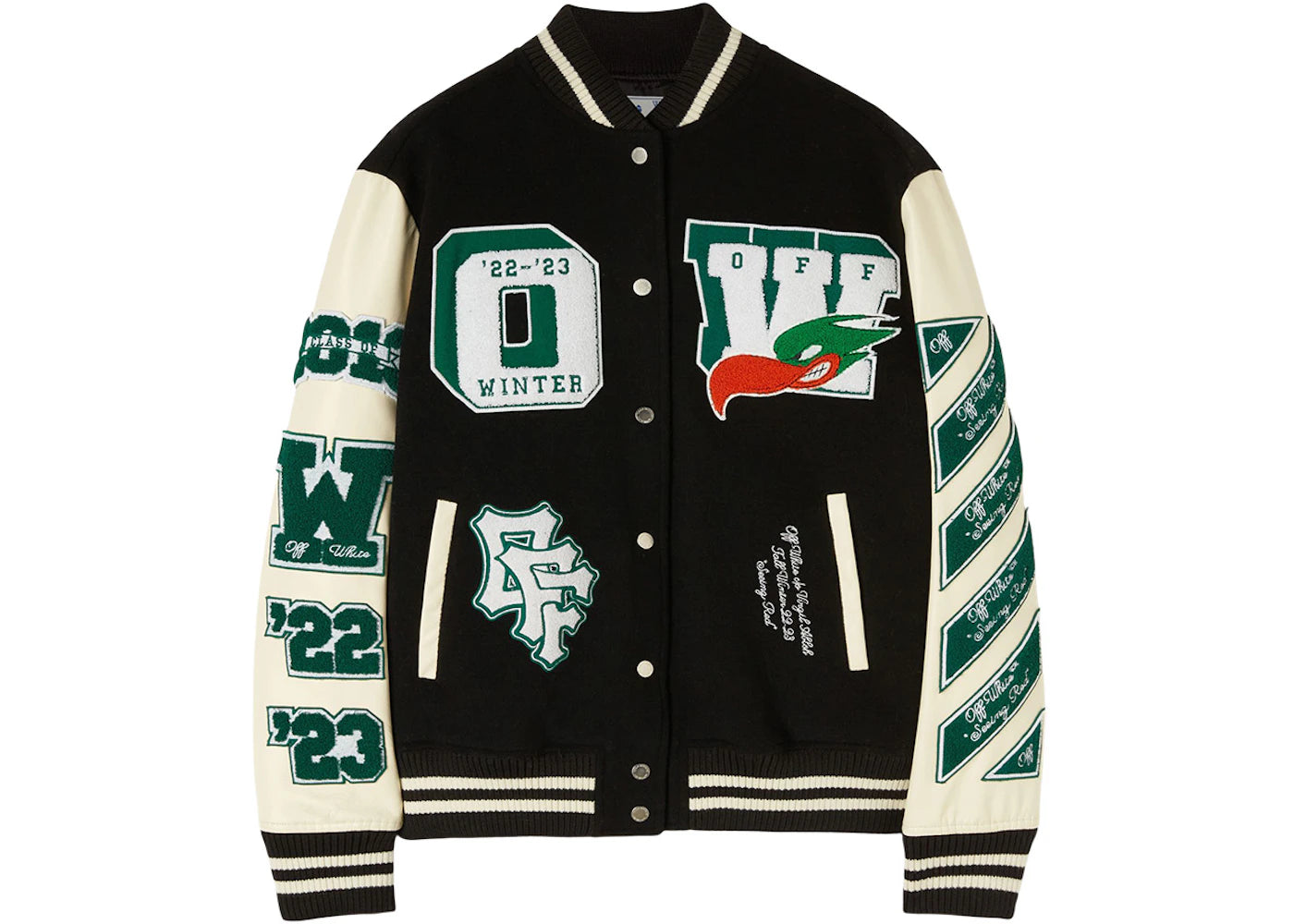 OFF-WHITE Embr Patches Woman Varsity Black/Green/White