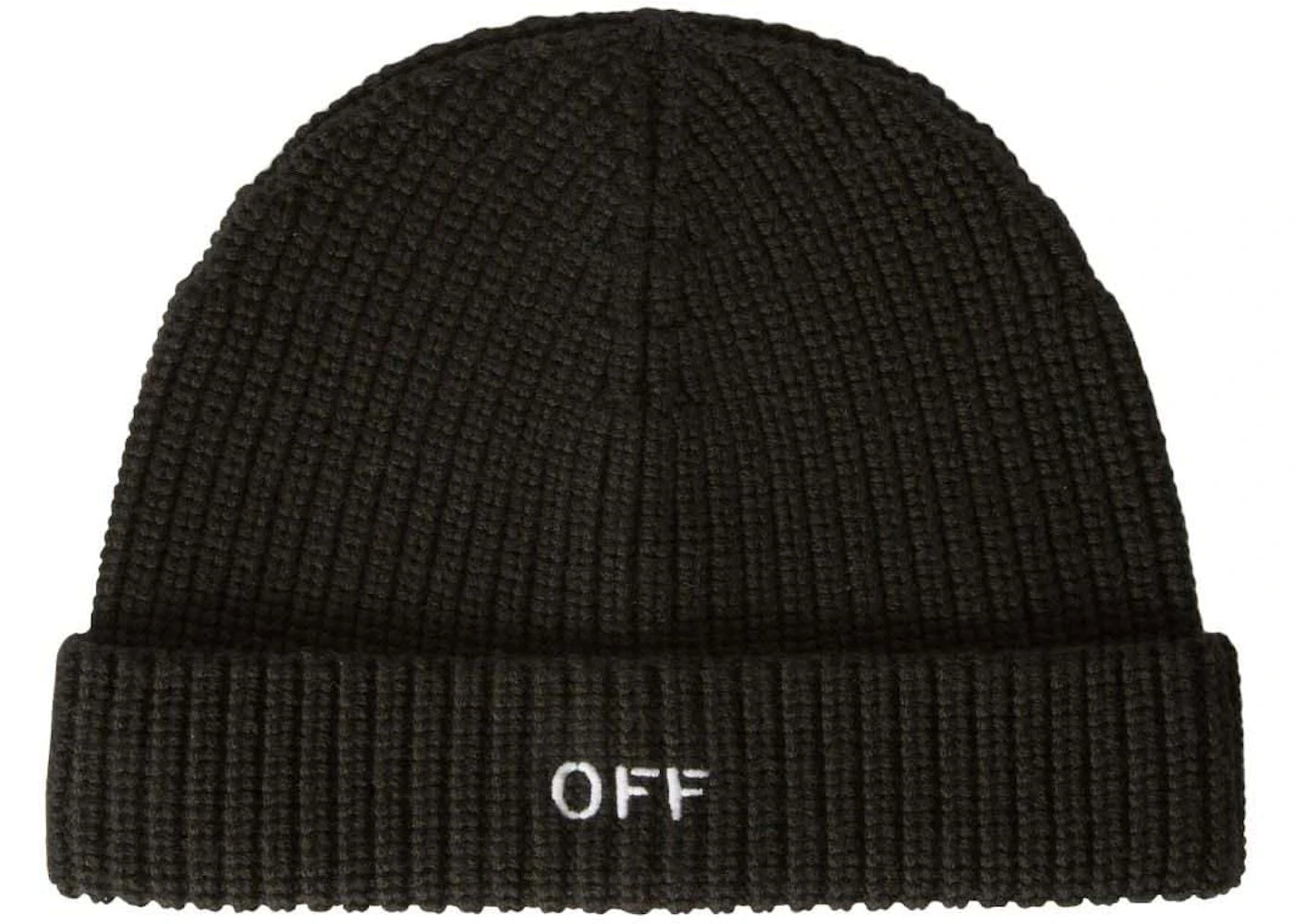 OFF-WHITE Embroidered Ribbed-Knit Beanie Black/White