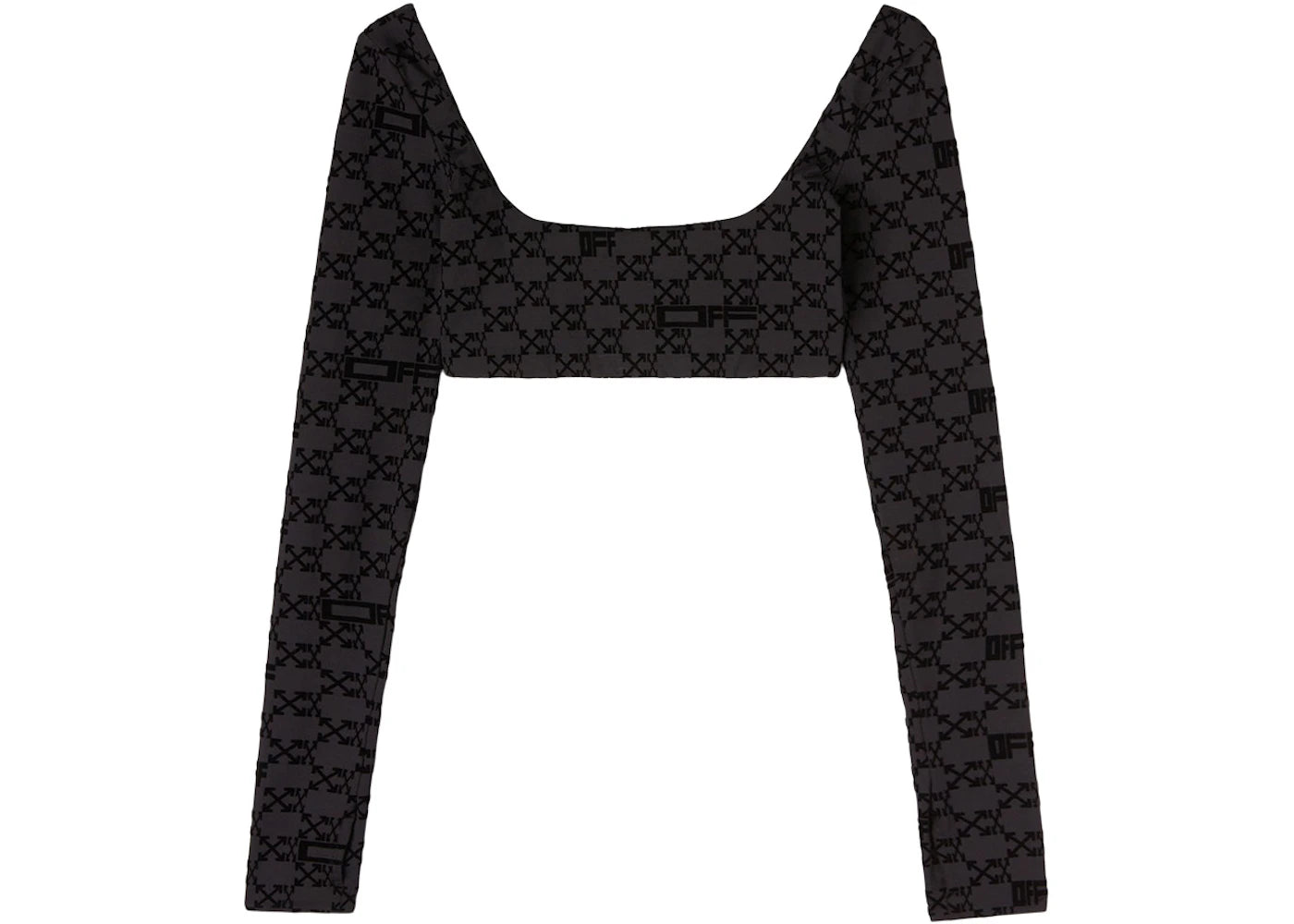 OFF-WHITE Flock Monogram L/S Crop Top Black