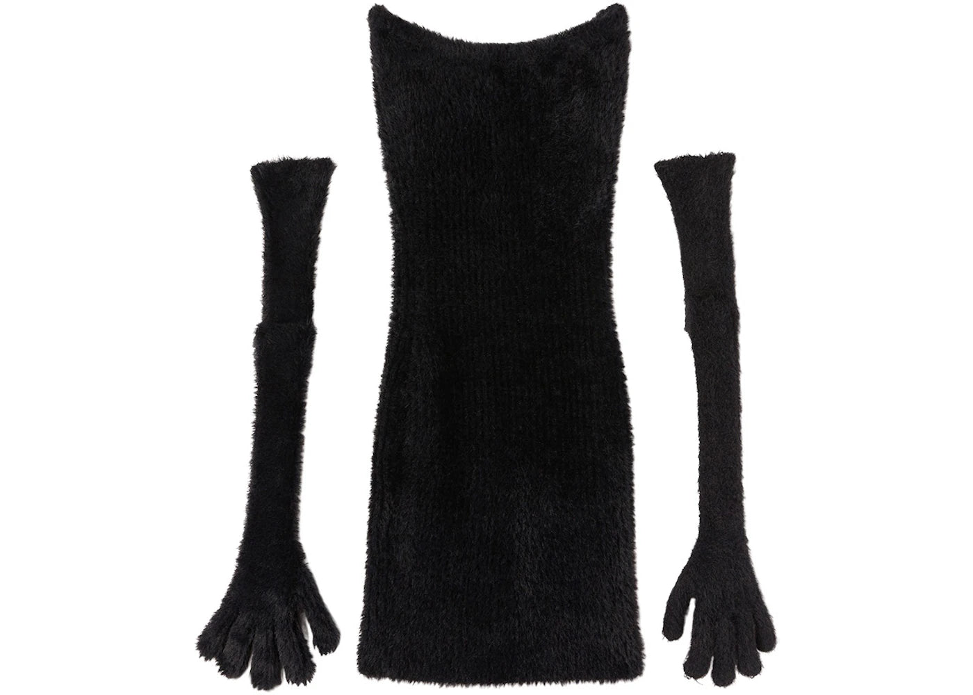 OFF-WHITE Fuzzy Gloves Mini Dress Black