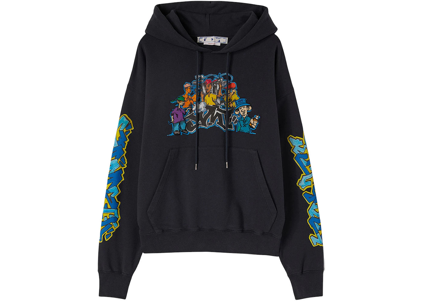 OFF-WHITE Graffiti-Print Cotton Hoodie Outerspace Grey/Multicolor