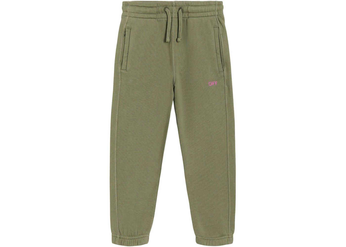 OFF-WHITE Kids Stamp Sweatpants Military Green/Pink