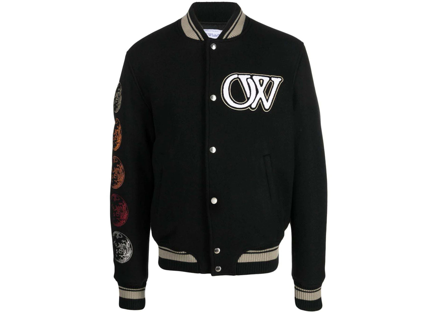 OFF-WHITE Logo-Applique Bomber Jacket Black