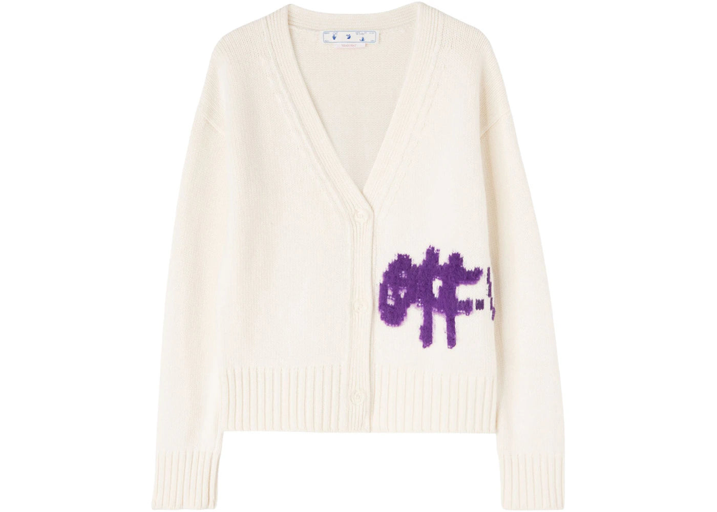 OFF-WHITE Logo Intarsia Cardigan White