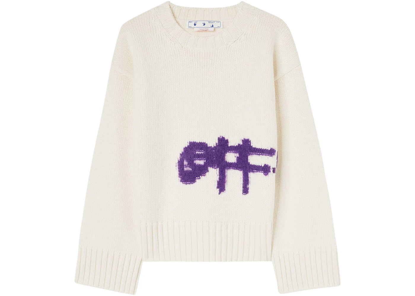 OFF-WHITE Logo Intarsia Crewneck White/Purple