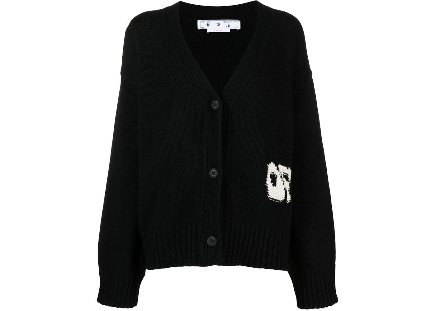 OFF-WHITE Logo-Intarsia V-Neck Cardigan Black