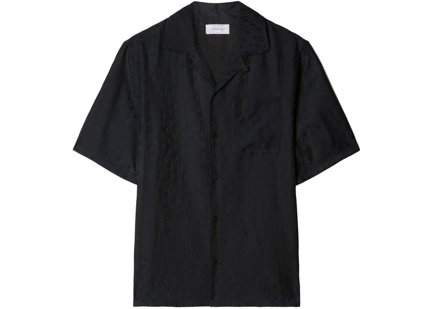 OFF-WHITE Logo-Jacquard Camp-Collar Shirt Black