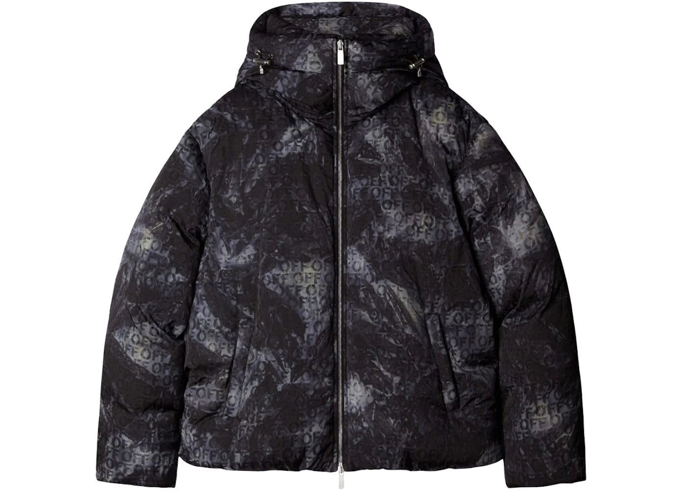 OFF-WHITE Logo-Jacquard Puffer Jacket Black