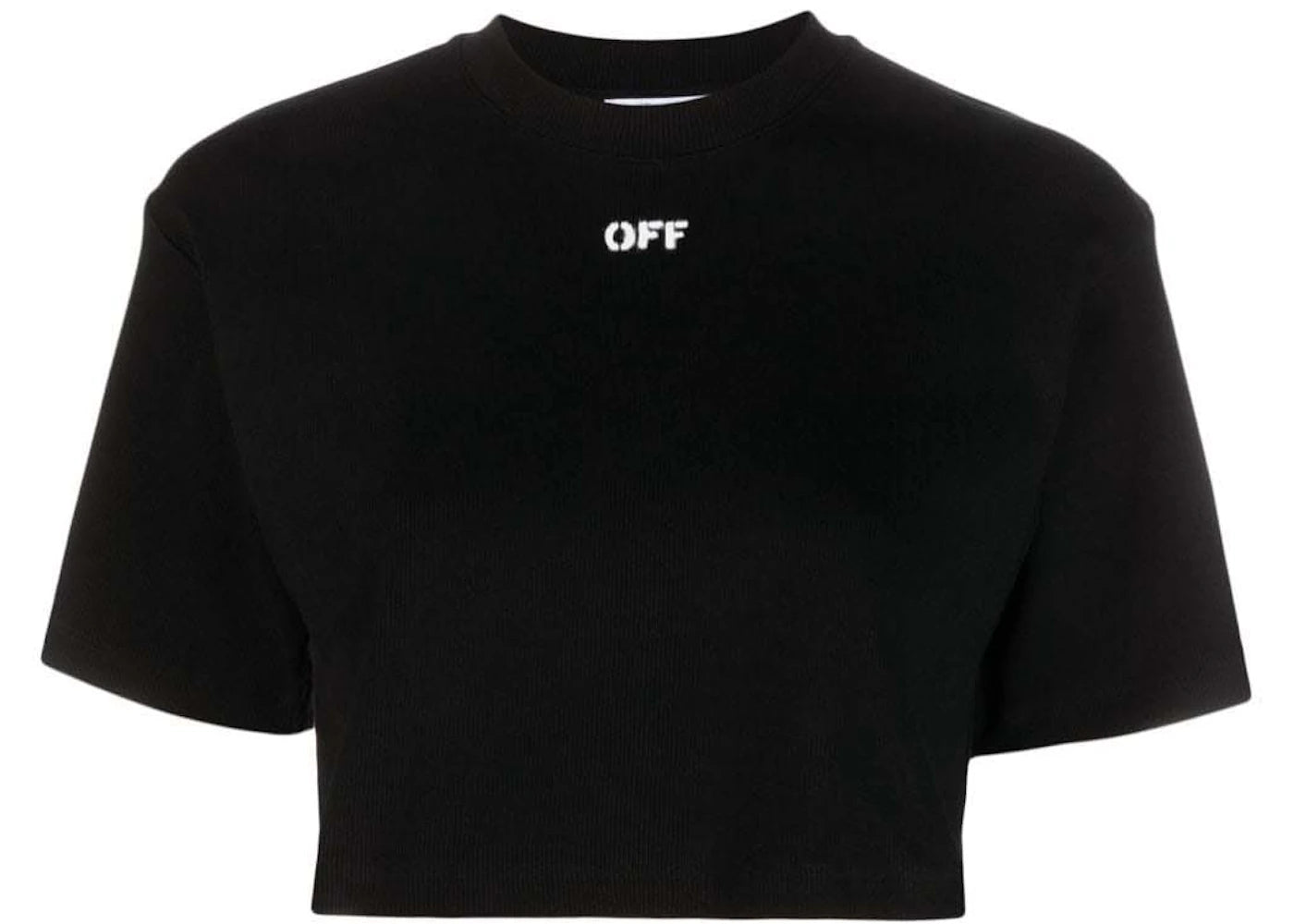 OFF-WHITE Logo-Print Cropped Cotton T-shirt Black