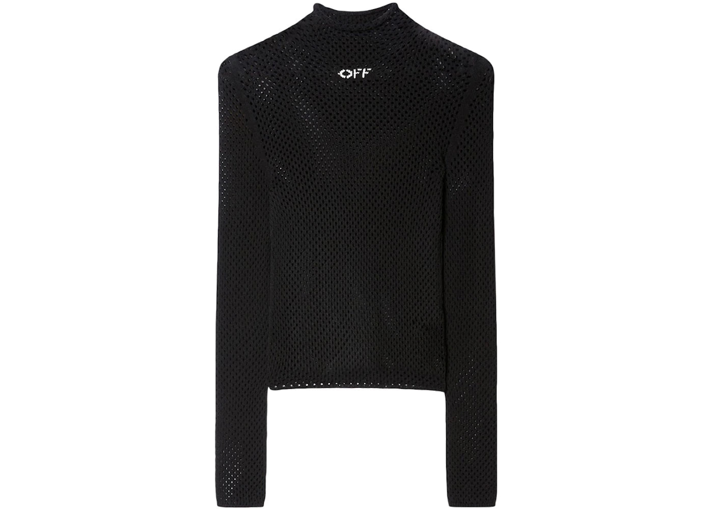 OFF-WHITE Logo-Print Open-Knit Turtleneck Black