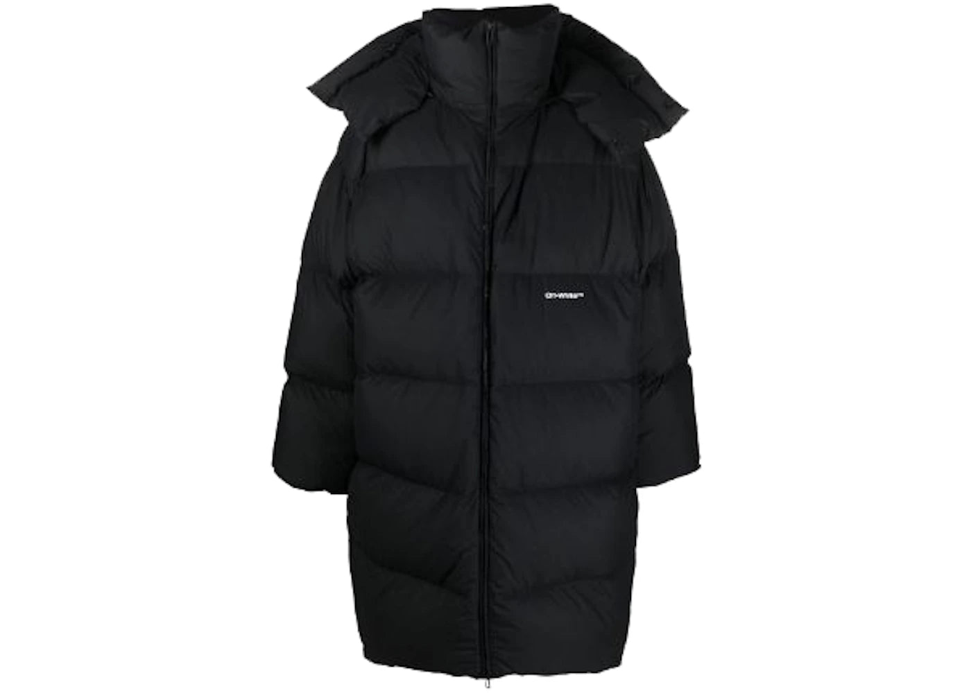 OFF-WHITE Logo-Print Puffer Coat Black