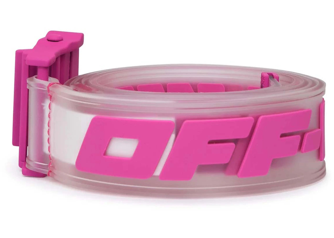 Off-White Logo Printed Industrial Buckle PVC Belt Fushia Pink