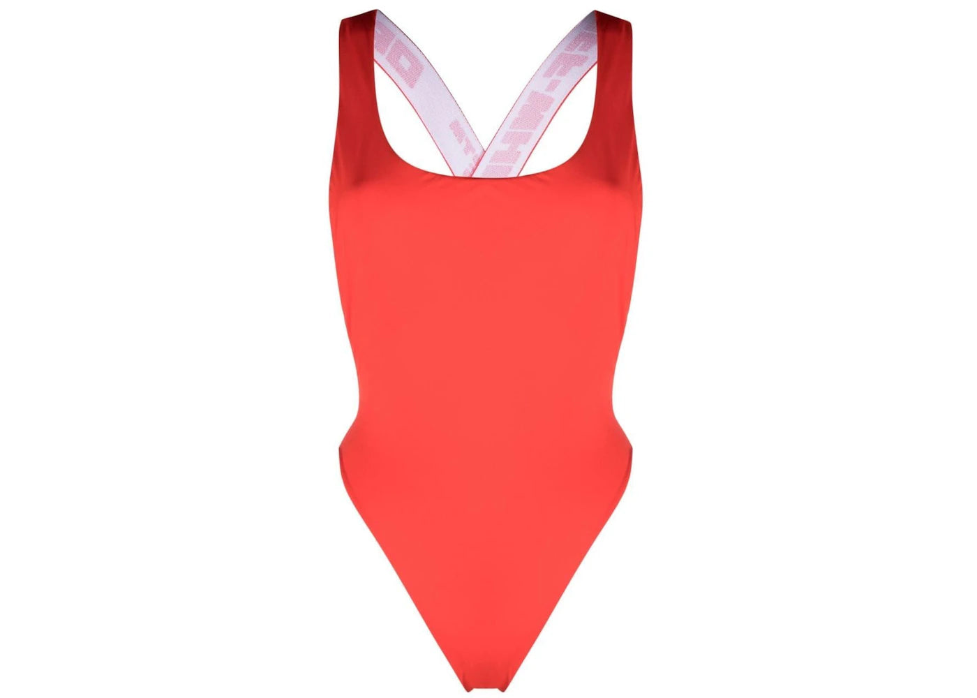 OFF-WHITE Logo-Strap One-Piece Swimsuit Light Red