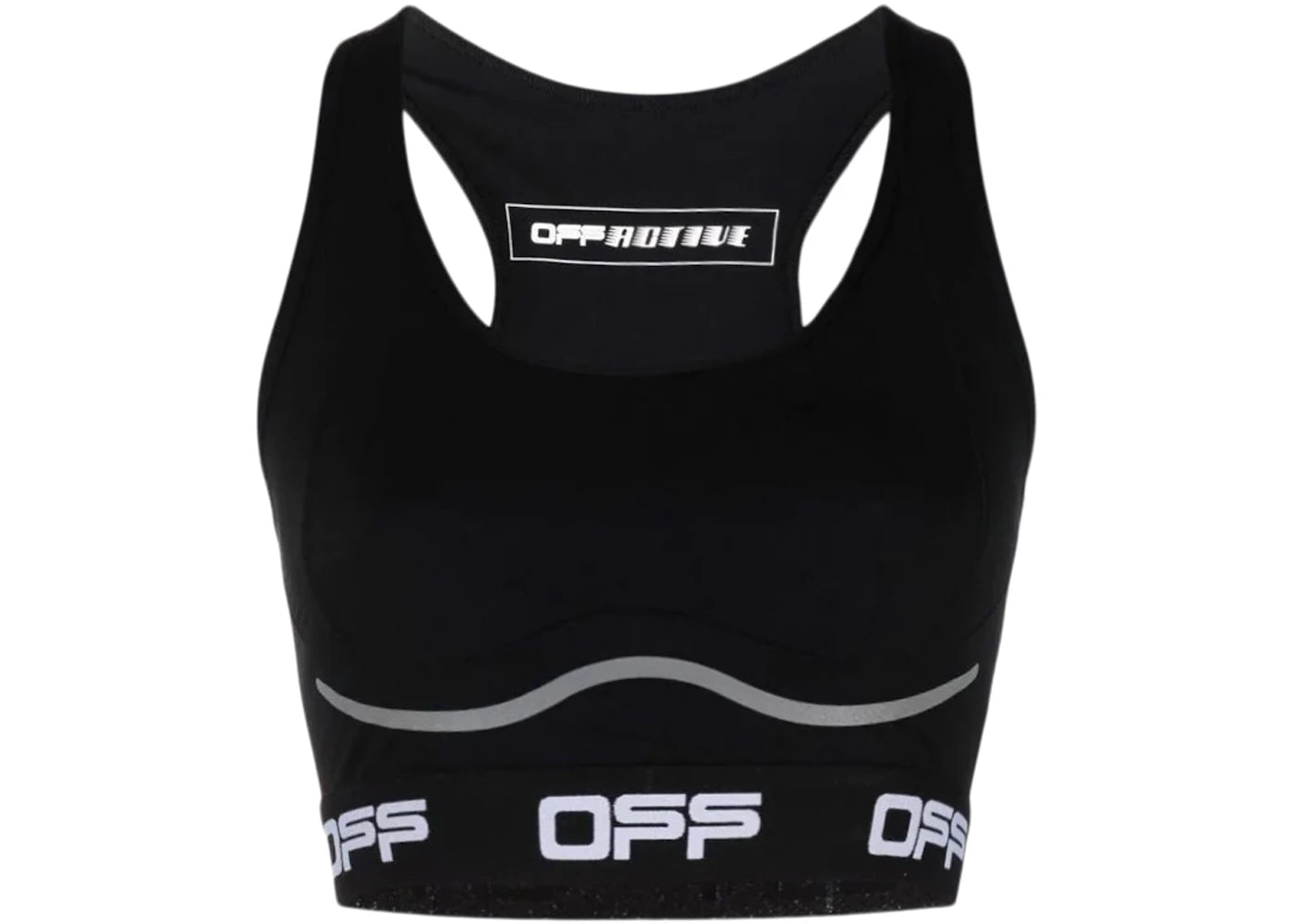 OFF-WHITE Logo-Tape Cropped Performance Top Black/White