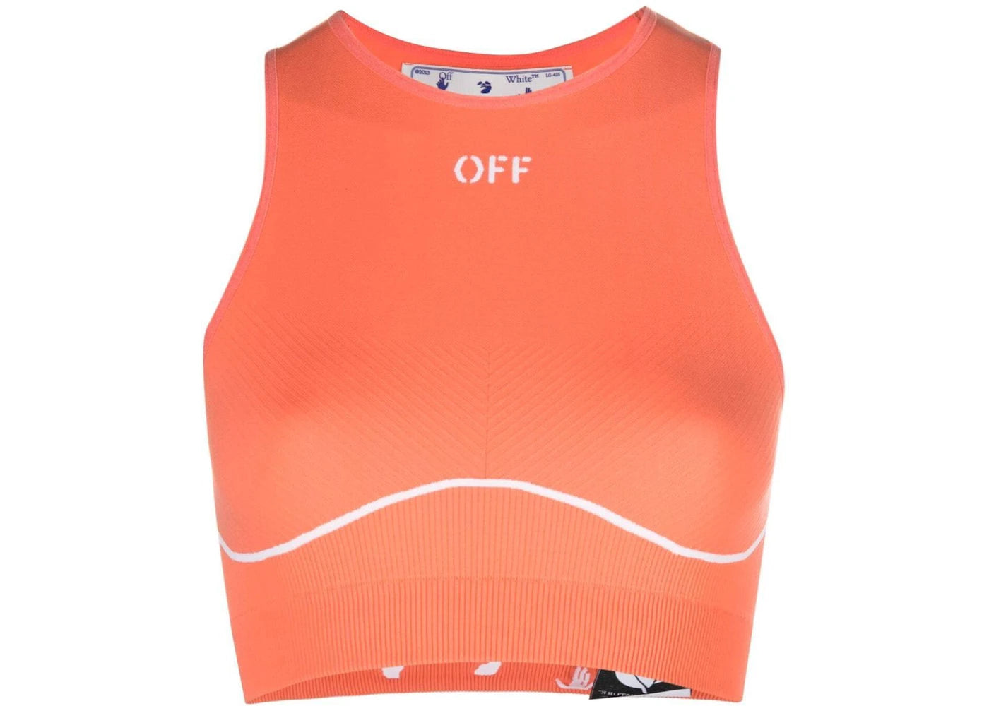 OFF-WHITE Loog-Print Cropped Vest Top Orange/White