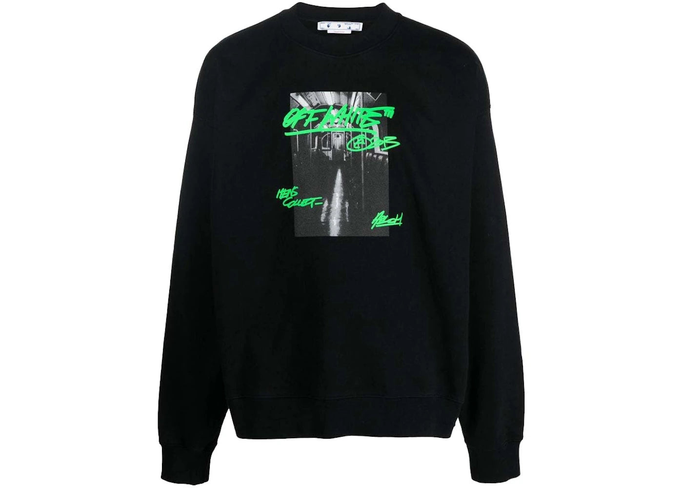 OFF-WHITE Metro Type Skate Crewneck Black/Green