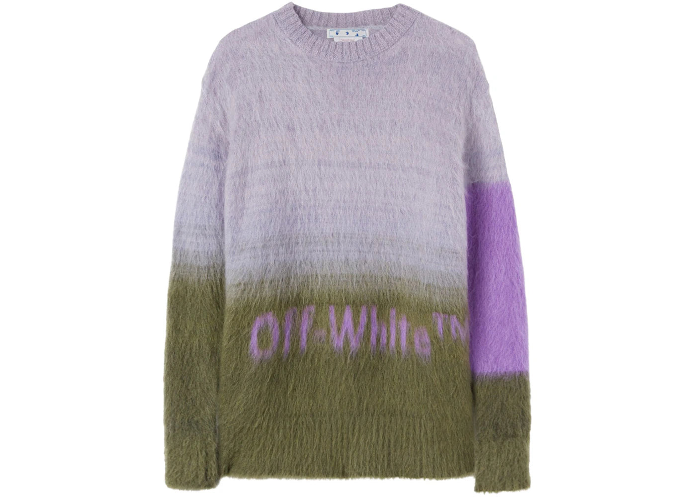 OFF-WHITE Mohair Helvetica Logo Crewneck Violet/Green