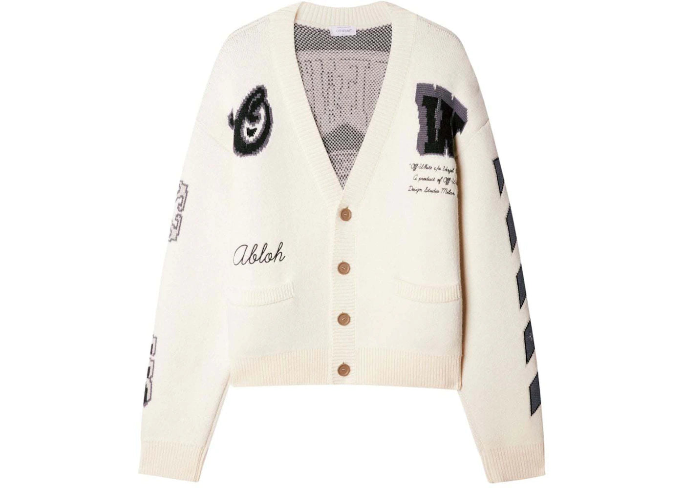 OFF-WHITE Moon Vars Wool Cardigan Cream White/Black